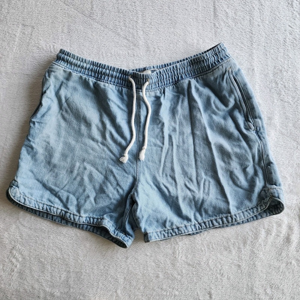 C&A‎ Light Wash Denim Shorts Womens XL Soft Cotton Lyocell Pull On Drawstring